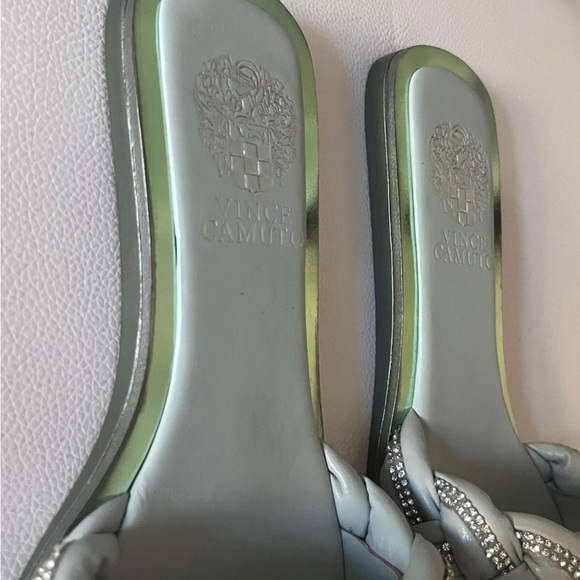 Vince Camuto Belmiya Metallic Beaded Braided Sandal In Mint Green Pistachio NWT - Picture 9 of 11